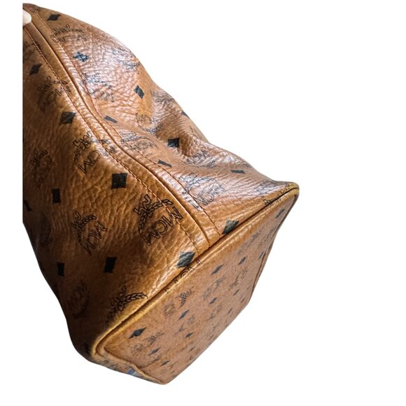 Authentic MCM Blue Stripe Tote Cognac Monogram - Picture 8 of 15